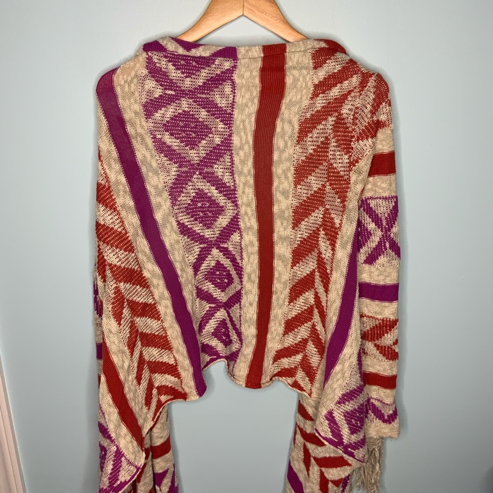 American Rag Open Front Aztec Print Fringe Cardig… - image 3